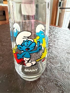 Brainy Smurf Collector Glass with Colorful Graphic